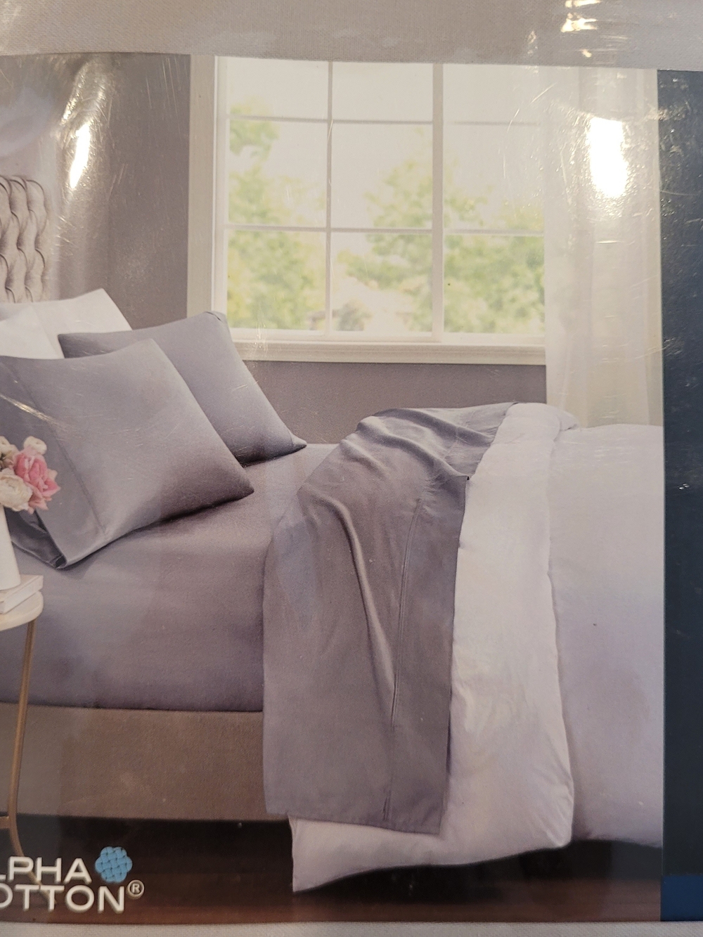 Beautyrest Alpha Cotton Reversible Gray and White Sheet Set 600 Thread Count